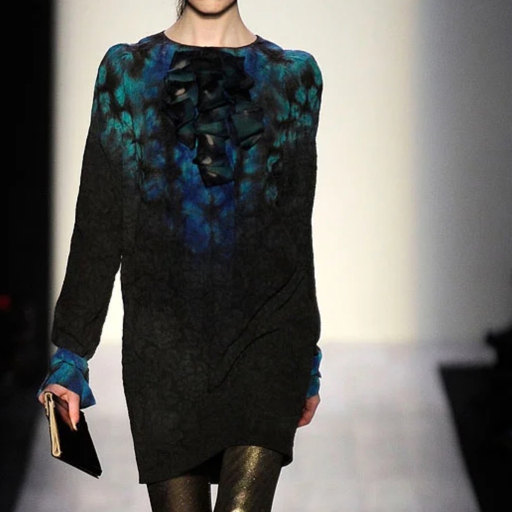 BCBGMAXAZRIA Runway Collection Tie Dye Silk Dress